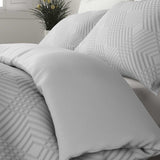 M&S Single Geometric Sateen Bedding Set Grey, imported from the UK