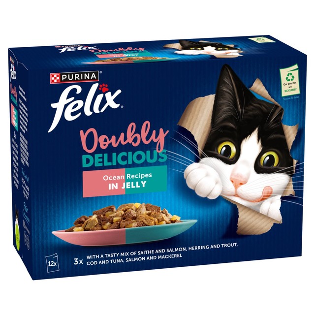 Felix Doubly Delicious ocean recipes wet cat food 12 x 85g - British product