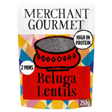 Merchant Gourmet Beluga Lentils 250g pouch imported from the UK