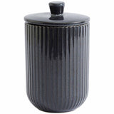 M&S Medium Ribbed Storage Jar Charcoal Stoneware Storage Jar