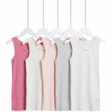 M&S Girls Pure Cotton Vests 5 Pack, imported from the UK