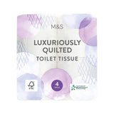 M&S Quilted Toilet Tissue 4 Rolls Triple Layer Bathroom Paper