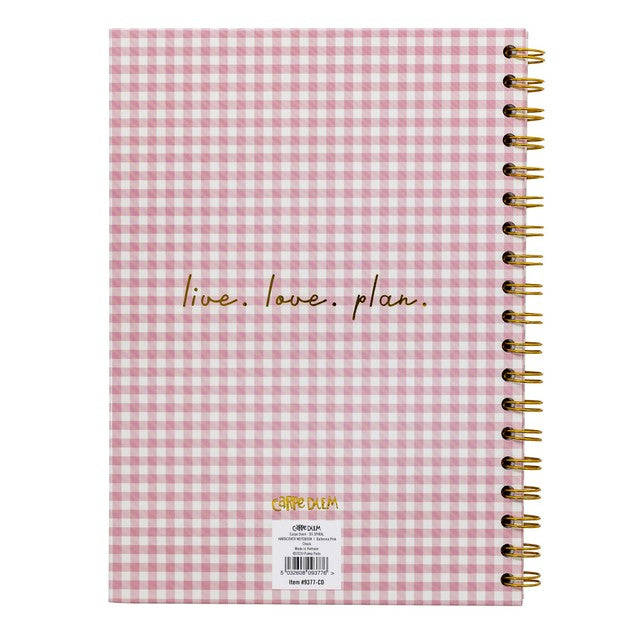 Pukka Pad Carpe Diem B5 notebook with Pink Check design, imported from the UK