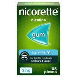 Icy White Nicotine Gum 2mg Strength, 105 Pieces Smoking Cessation Aid