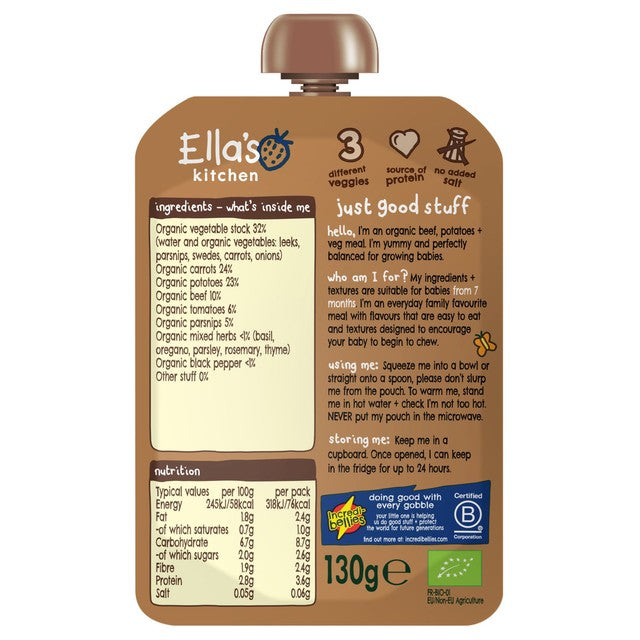 Ella's Kitchen beef stew baby food pouch 130g - British product
