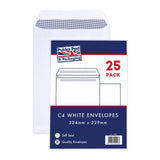 Pukka Pads 25 Pack C4 White Self-Seal Envelopes 324mm x 229mm