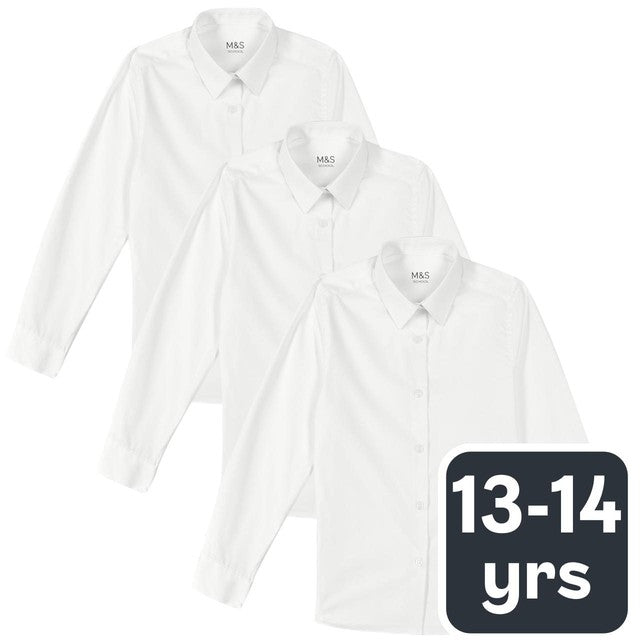 M&S girls slim fit school blouses white 13-14 years, imported from the UK