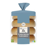 M&S High Protein Plain Bagels 4 Pack British Bread