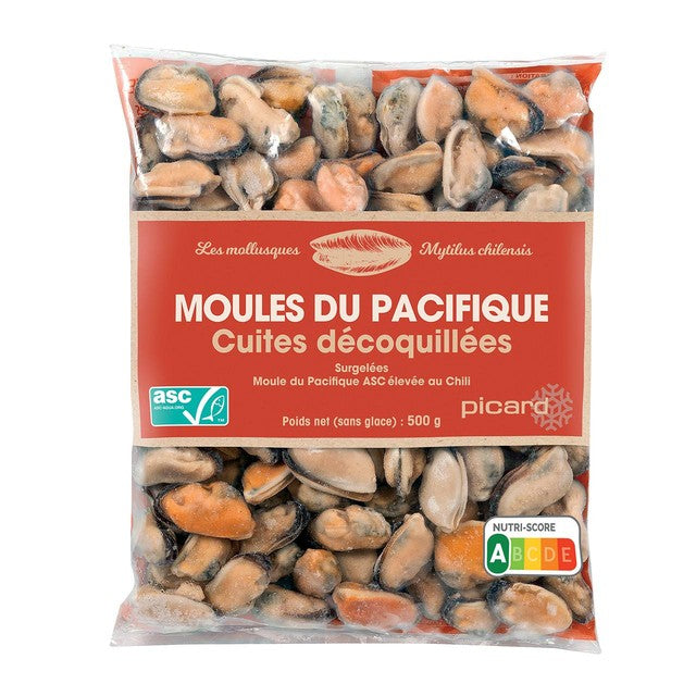 Picard Shelled Pacific Mussels 500g, imported from the UK