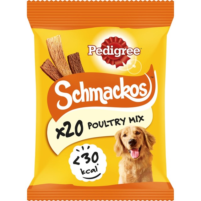 Pedigree dog treats poultry mix 20 x 8g strips, imported from the UK