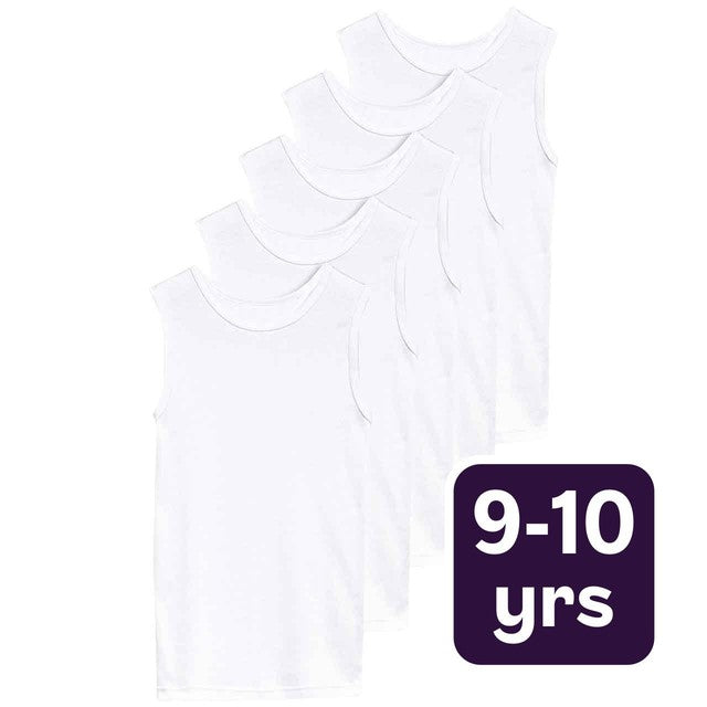 M&S Collection cotton vests white 9-10 Y, imported from the UK