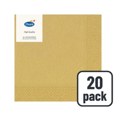 Duni Gold 3ply Tissue Napkins 20 Pack