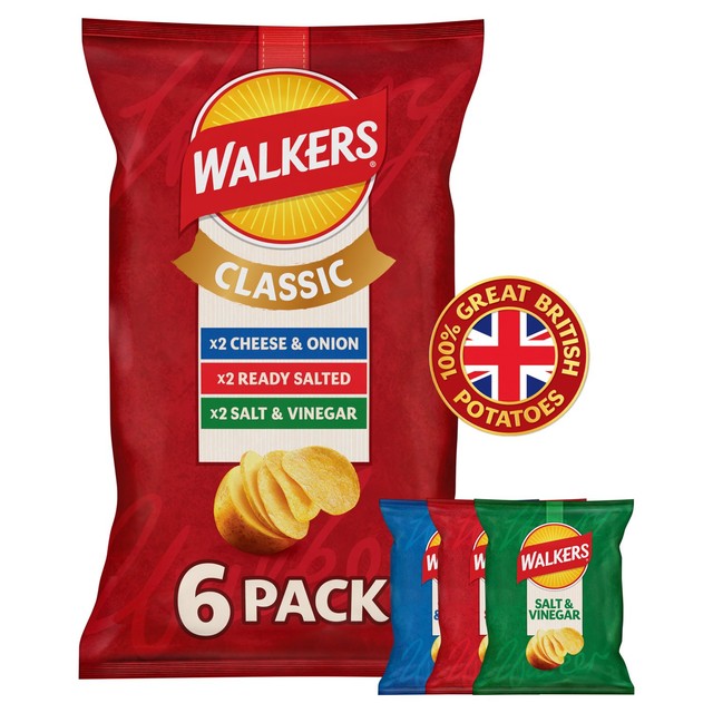 Walkers Classic Variety crisps 6 pack multipack (British brand)