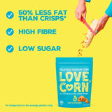 Love Corn Salt & Vinegar Crunchy Corn 115g, imported from the UK