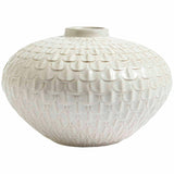 M&S Medium Scalloped Textured White Ceramic Vase