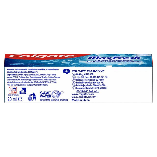 Colgate Max Fresh toothpaste cooling crystals 20ml - British product