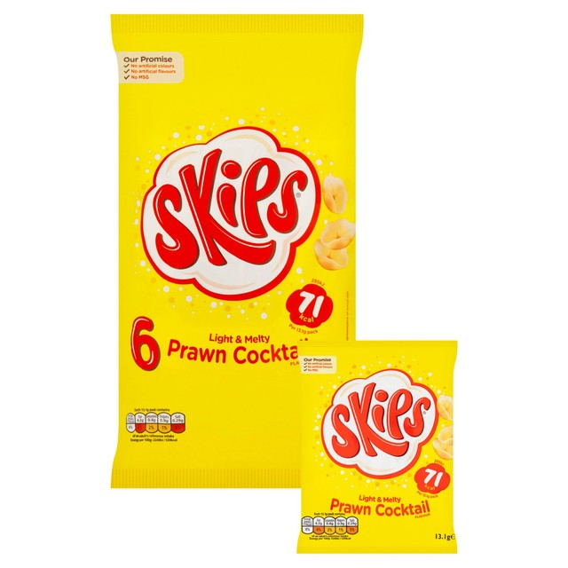 Skips Prawn Cocktail crisps 6-pack multipack (British brand)