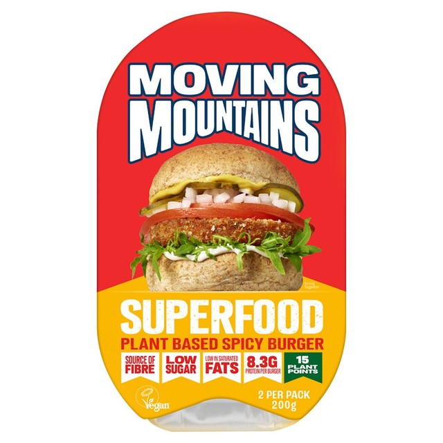 Moving Mountains Superfood Vegetable Spicy Burger 200g, imported from the UK
