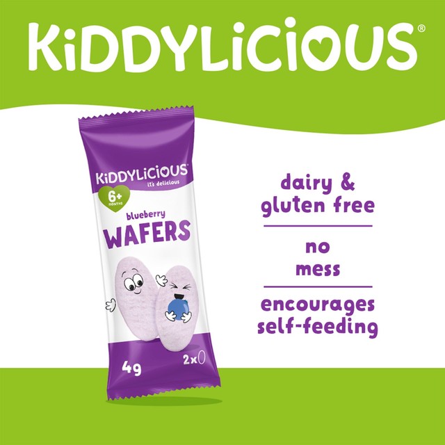 Kiddylicious blueberry maxi wafers baby snacks 10 x 4g, UK version