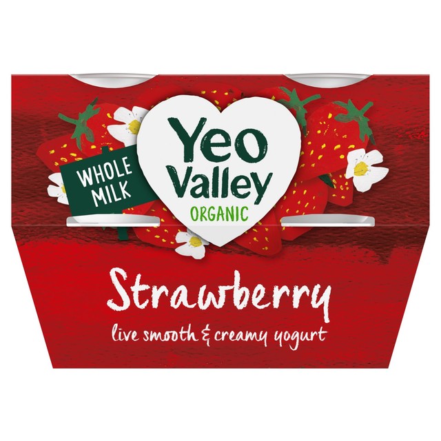 Yeo Valley Organic strawberry yoghurt pots 4 x 110g (British brand)