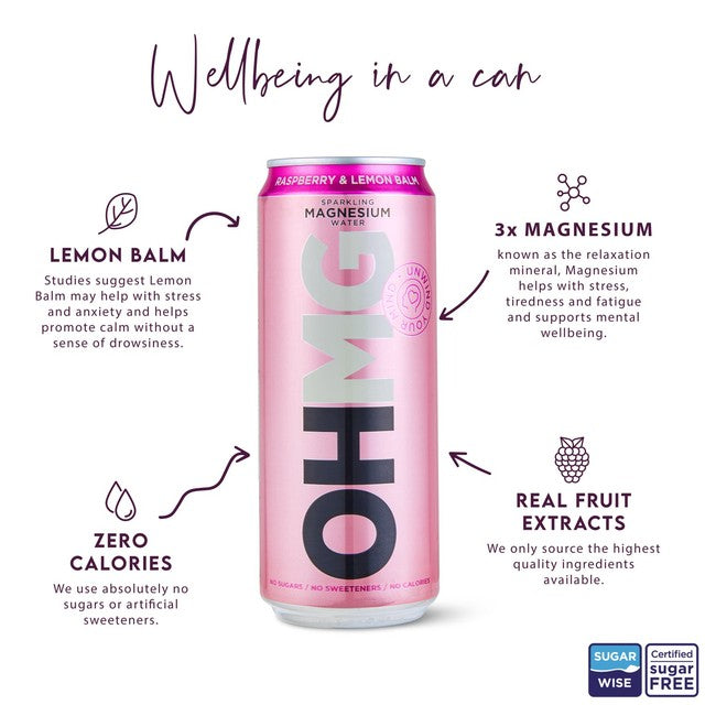OHMG sparkling magnesium water variety pack 4 x 330ml, imported from the UK