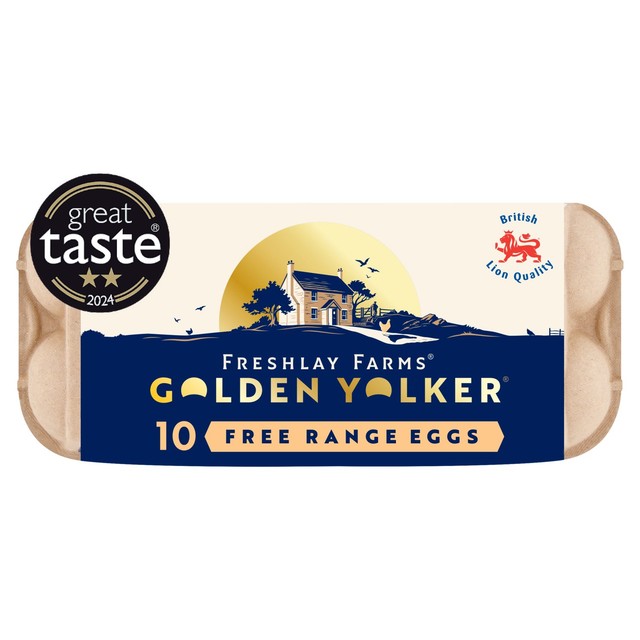 Happy Eggs Golden Yolker free range eggs 10 per pack - British product