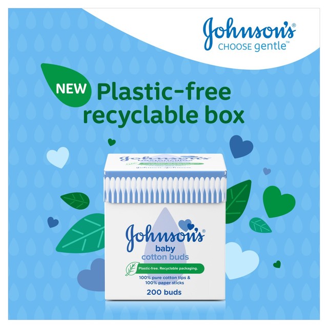 Johnson's Baby Cotton Buds 200 count plastic free, UK version