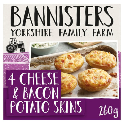 Bannisters Farm 4 Ost & Bacon Potetskinn Frossen Snacks 260g