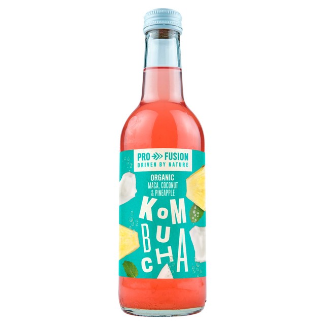 Profusion kombucha maca coconut pineapple 330ml, imported from the UK