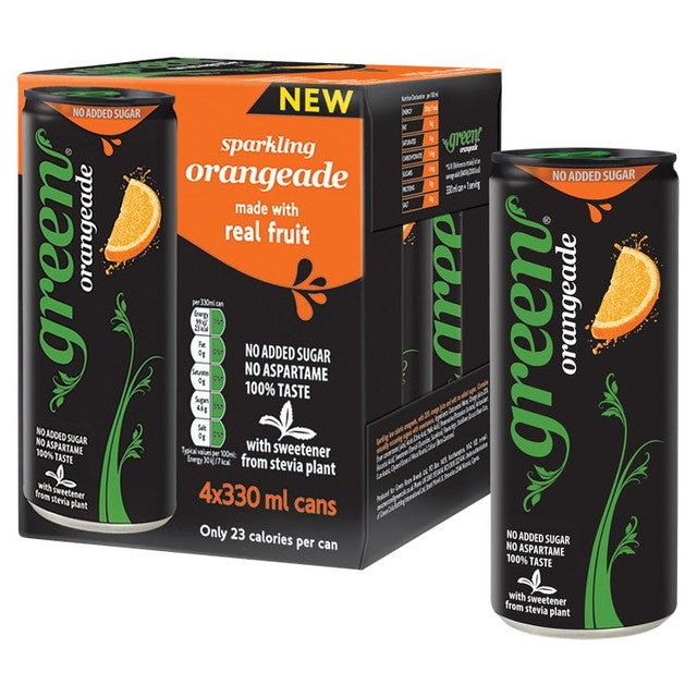 Green Cola Orangeade No Sugar 4 x 330ml, UK version