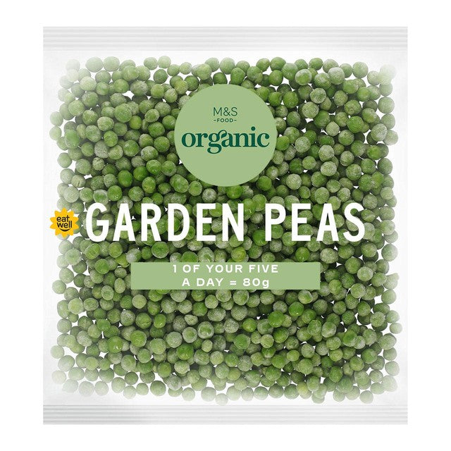 M&S organic garden peas 500g, imported from the UK
