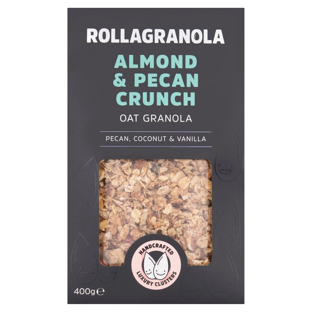 Rollagranola Almond Pecan Crunch Oat Granola 400g, imported from the UK