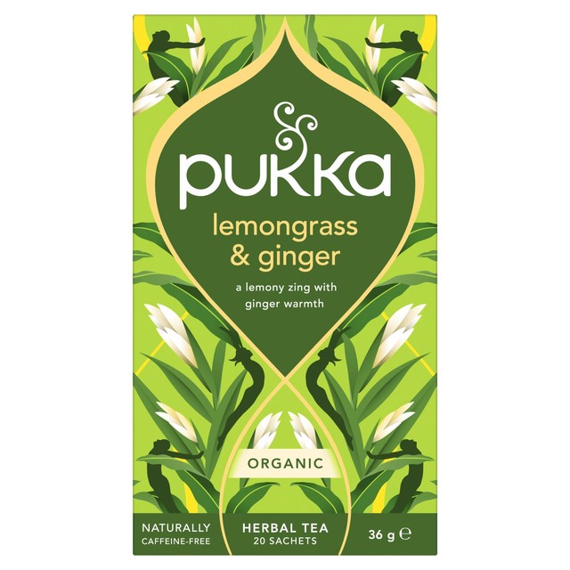 Pukka lemongrass and ginger herbal tea x20 tea bags imported from the UK