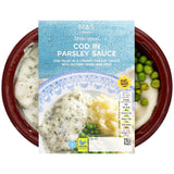 M&S cod fillet parsley sauce meal 250g, imported from the UK