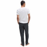 M&S men's cotton checked loungewear bottoms navy 2XL, UK version