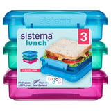 Sistema Sandwich Box Assorted Colours Food Storage Container 450ml (Pack of 3)