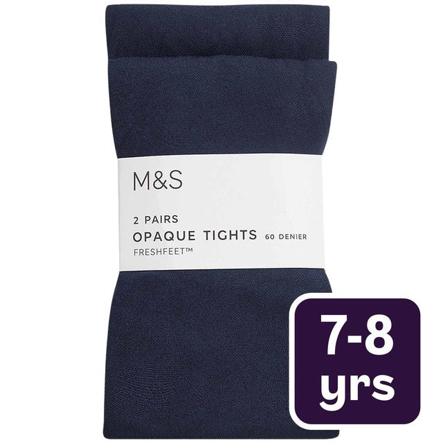 M&S Girls School Tights Navy 7-8 Years, imported from the UK