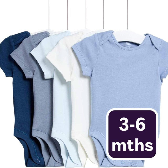 M&S baby bodysuits blue 3-6 months, imported from the UK