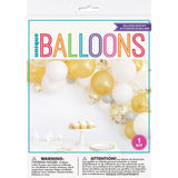 Unique Party Gold Silver White Balloon Arch Kit Approx 8ft