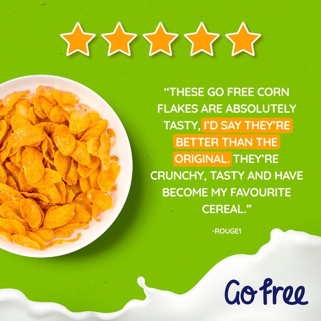 Go Free cornflakes 375g, imported from the UK