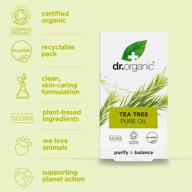 Dr Organic tea tree pure essential oil 10ml - British product