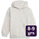 M&S Girls Cotton Rich Zip Hoodie Grey Marl 8-9 Years