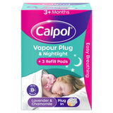 Calpol Vapour Plug and Nightlight Lavender Chamomile 3 Refills Baby Cough Relief Diffuser