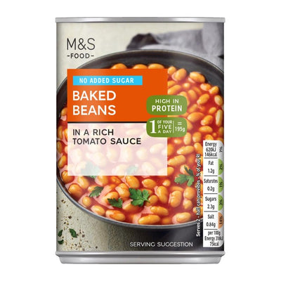 M&S Baked Beans uten tilsatt sukker i tomatsaus 390g
