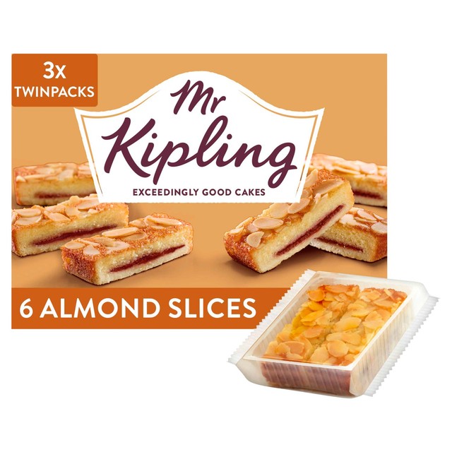Mr Kipling almond cake slices 6 pack, imported from the UK