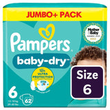 Pampers Baby-Dry nappies Size 6 (13-18kg) Jumbo+ Pack, imported from the UK