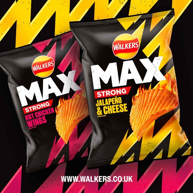 Walkers Max Strong Jalapeno & Cheese crisps 140g (British brand)