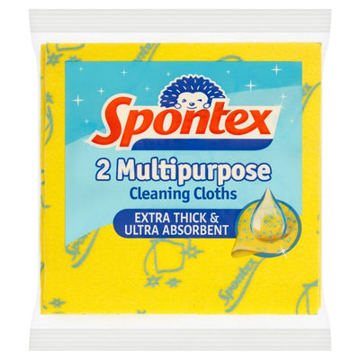 Spontex Multi-Purpose Cloth with Microfibre Cleaning Cloth 2 Pack