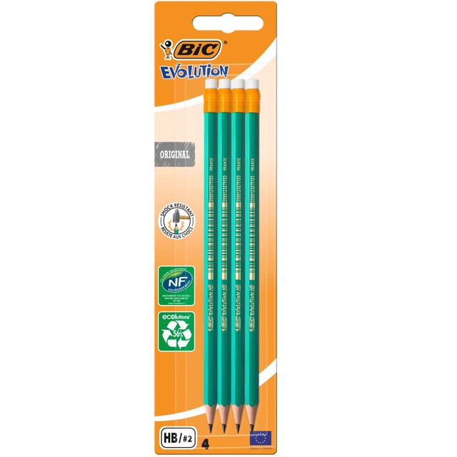 Bic Evolution graphite pencils HB pack of 4 - British product