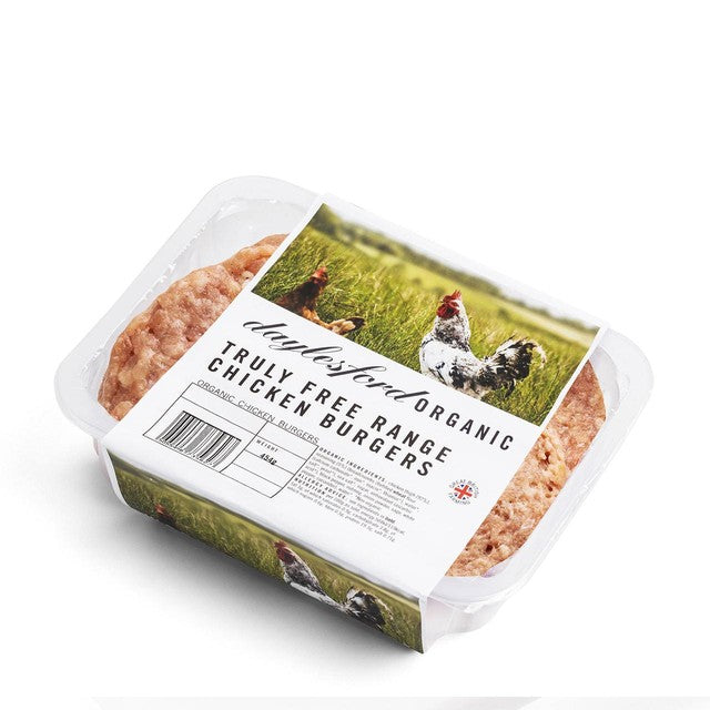 Daylesford 4 organic chicken burgers 454g - British product